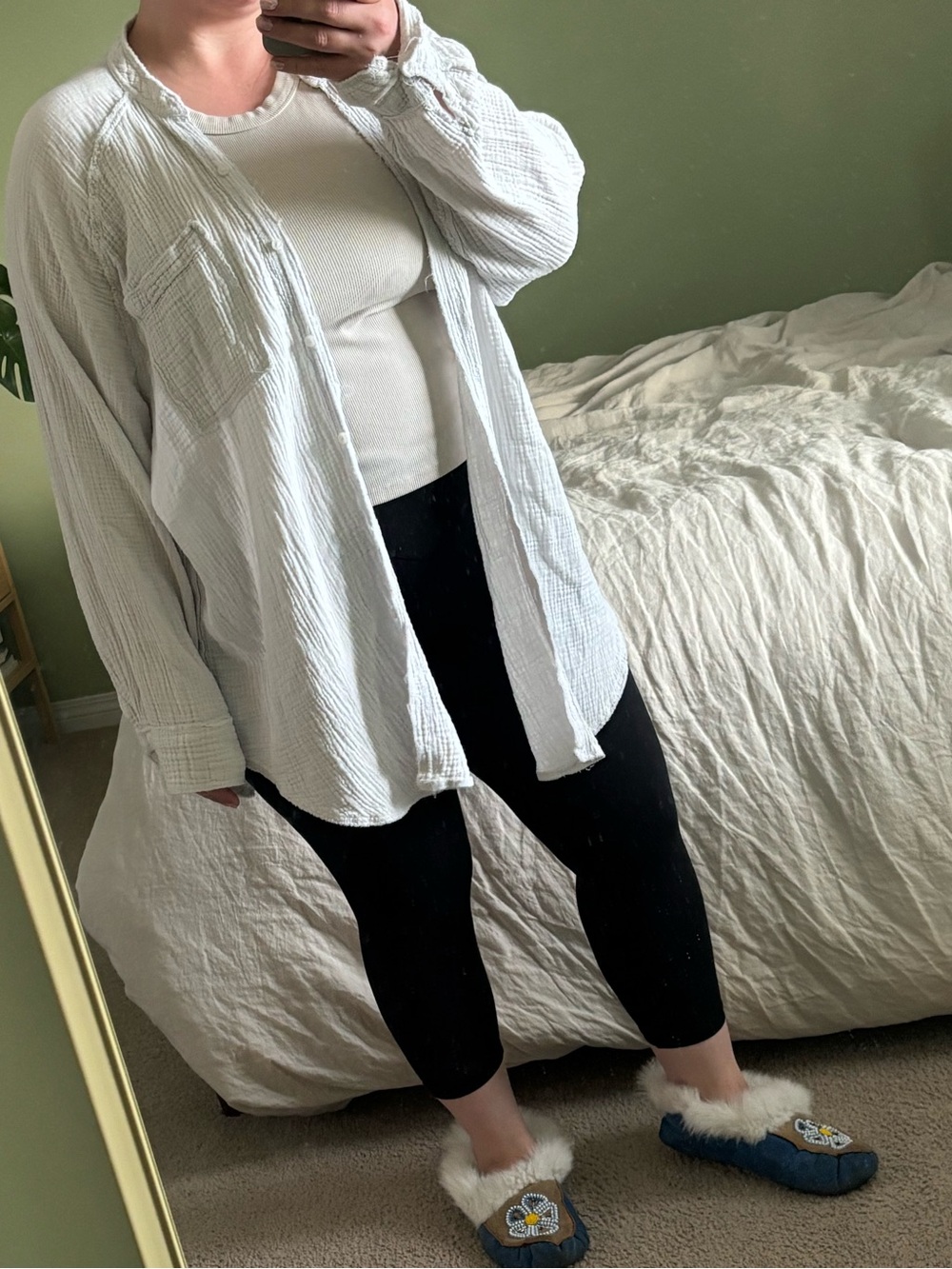 Aerie white button down oversized gauze shirt XL